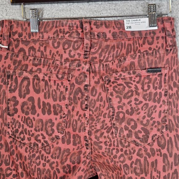 Joes High Rise Skinny Leopard Print Jeans Size 28 Red & Black Womens Denim Pants - Picture 6 of 16